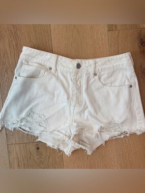 Brandy Melville White Frayed Denim Cutoff Shorts